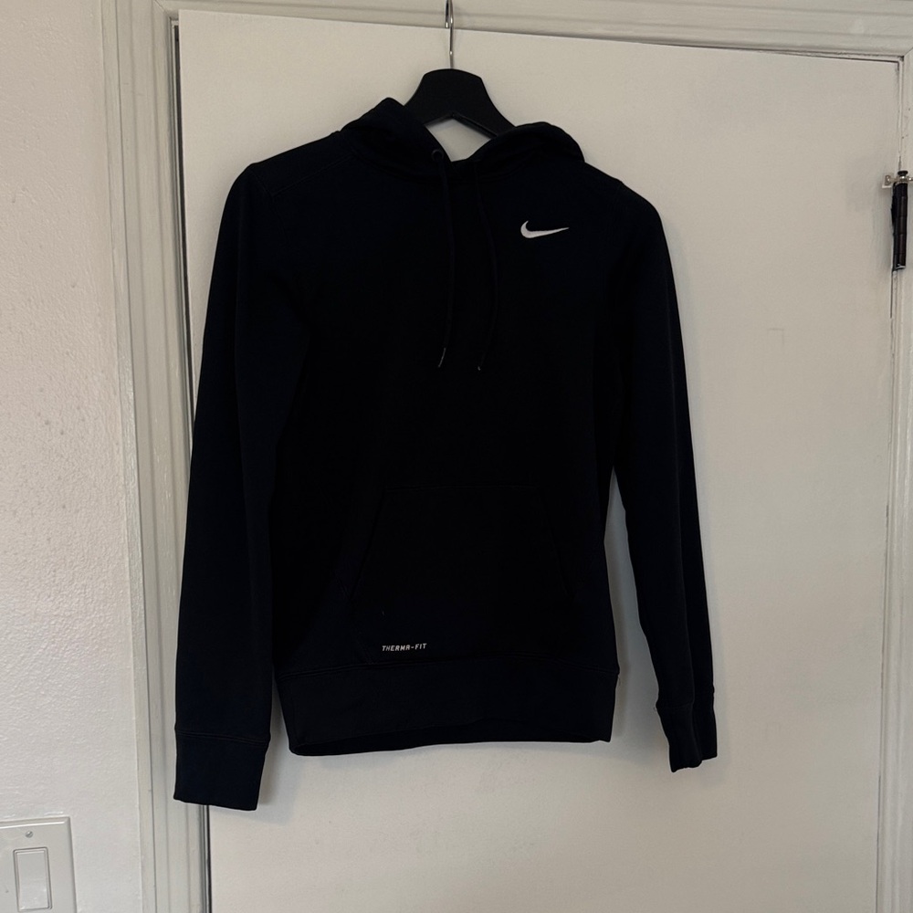Nike Men's Black Hoodie with White Logo